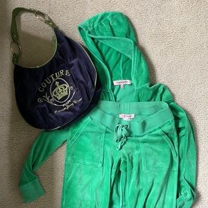 Green juicy couture jumpsuit size XS + juicy purse